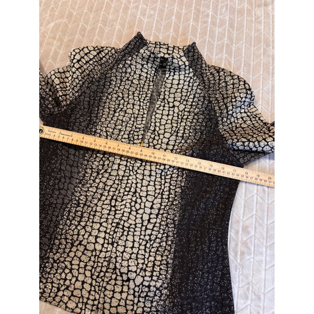 St. John Black Gold Metallic Crocodile Animal Print Zip Up Jacket Blazer Size 6 - Picture 9 of 13